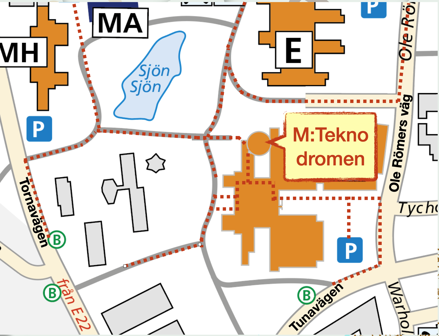 Pathways to Teknodromen, Ole Römers väg 1 Lund.png