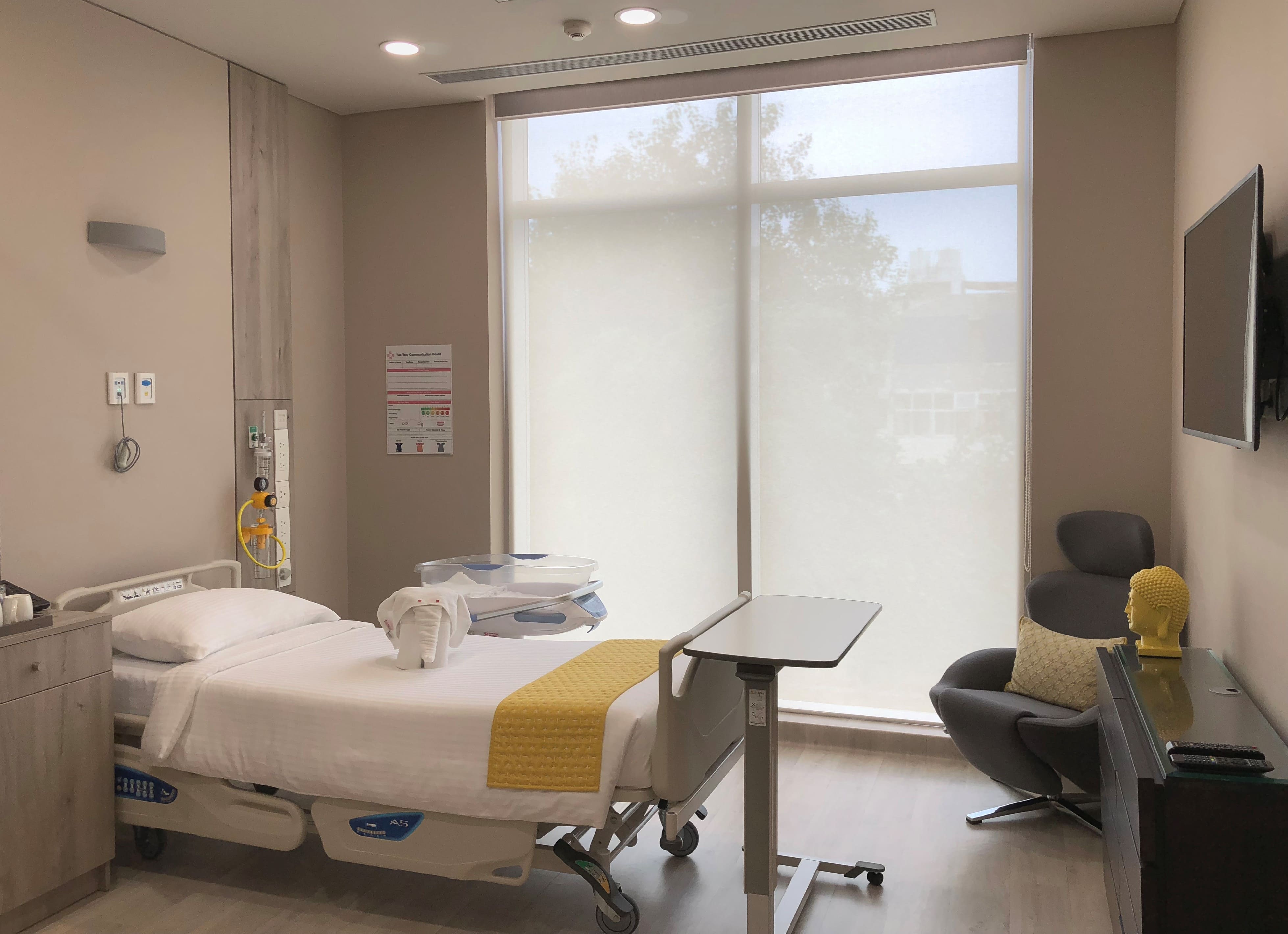 patient room with bed