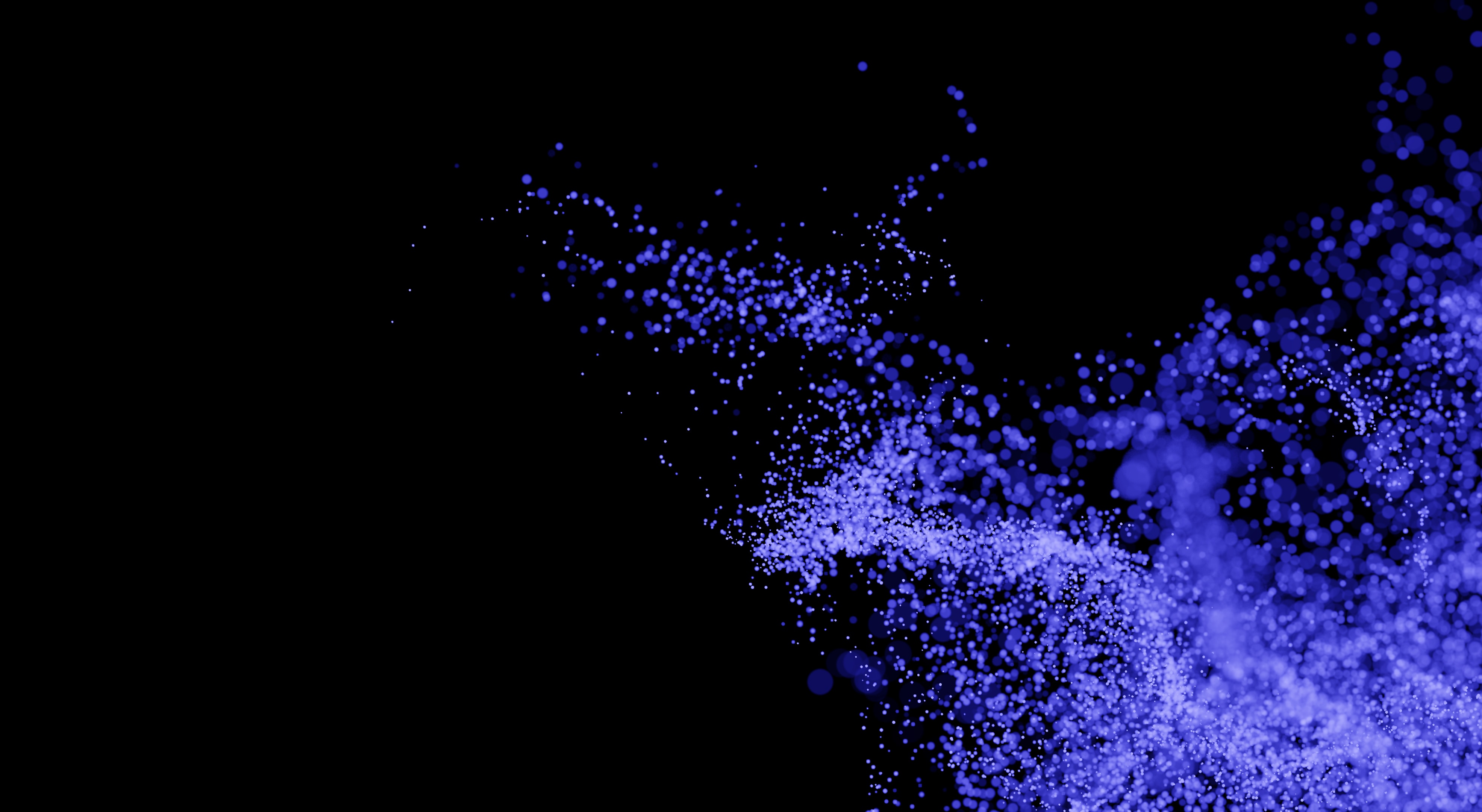 Abstract purple particles on black background
