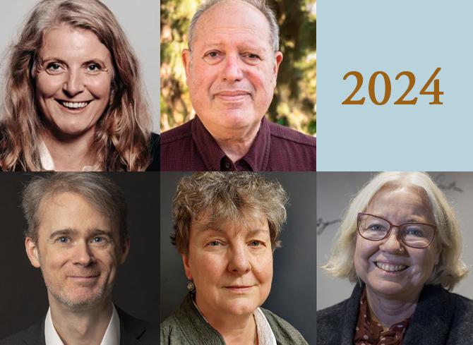 Porträttfoton av Naturvetenskapliga fakultetens hedersdoktorer 2024, Harriet Bulkeley och R. Michael Rich, samt LTH:s hedersdoktorer 2024, Björn Liljeqvist, Sabeth Verpoorte och Eva Lindroth.