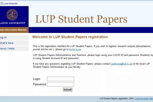 Screenshot LUP Student Papers